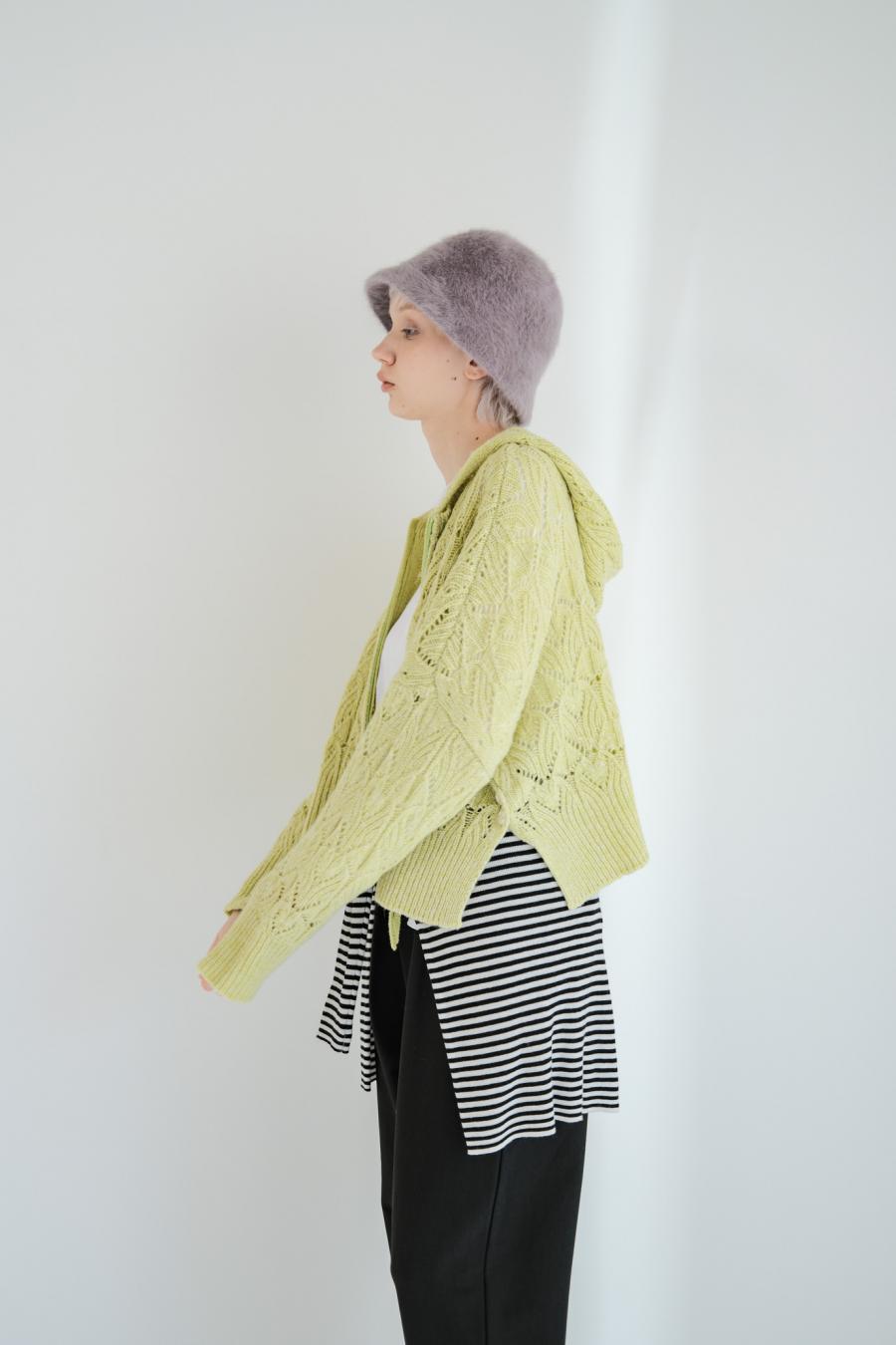 100% Wool Openwork Hooded Cardigan