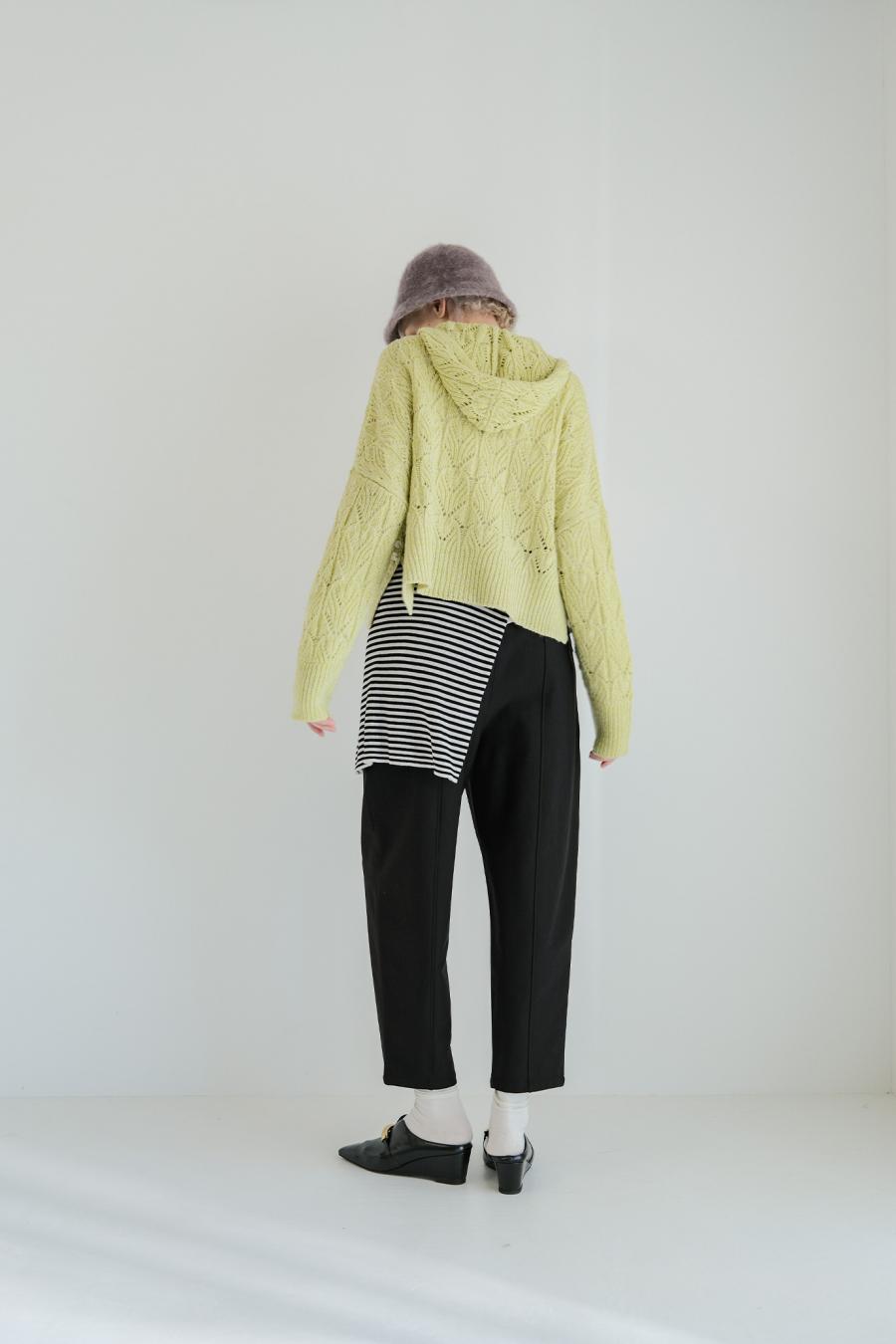 100% Wool Openwork Hooded Cardigan