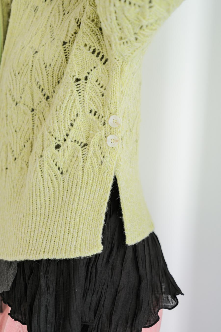 100% Wool Openwork Hooded Cardigan