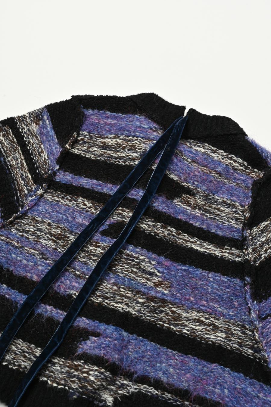 Mixed Yarn Tassel Cardigan