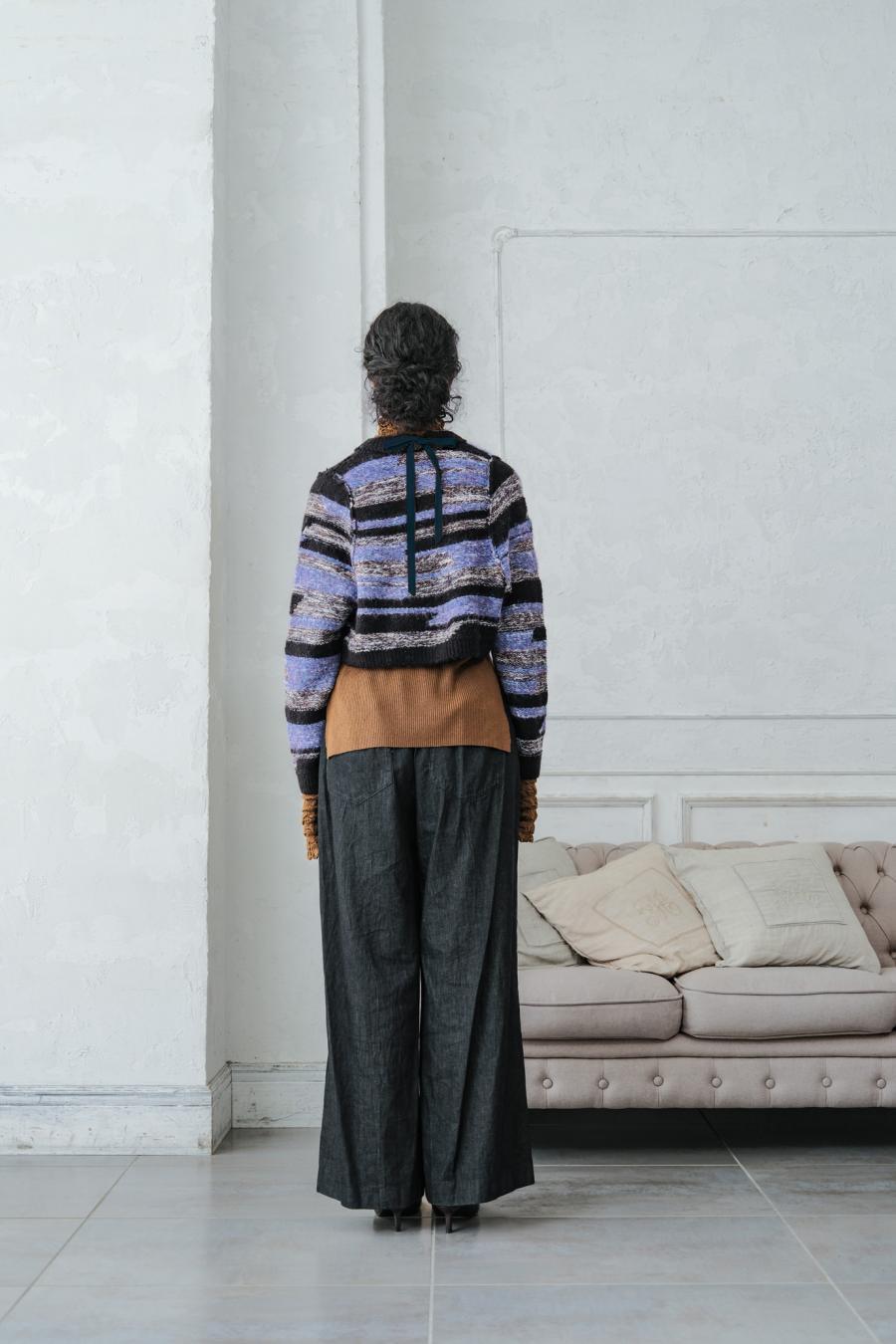 Mixed Yarn Tassel Cardigan