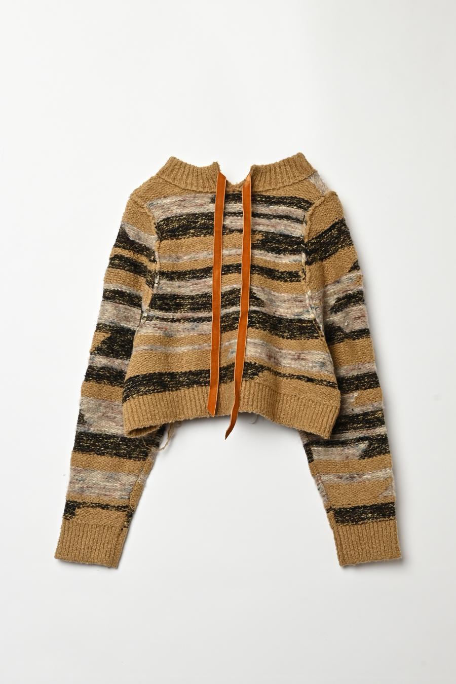 Mixed Yarn Tassel Cardigan