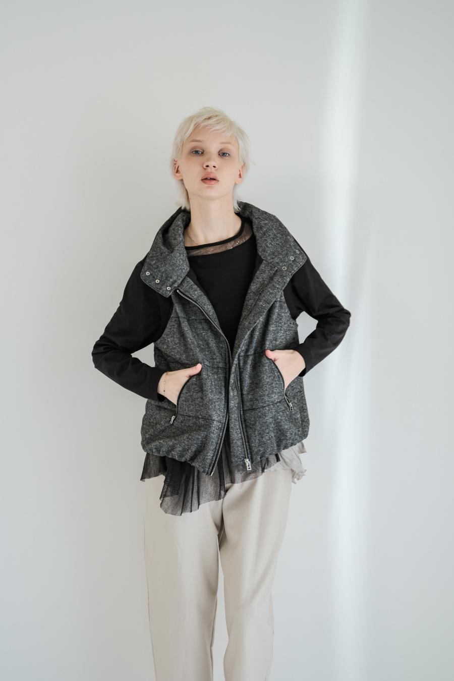 Padded Mini-Nepped Tweed Vest