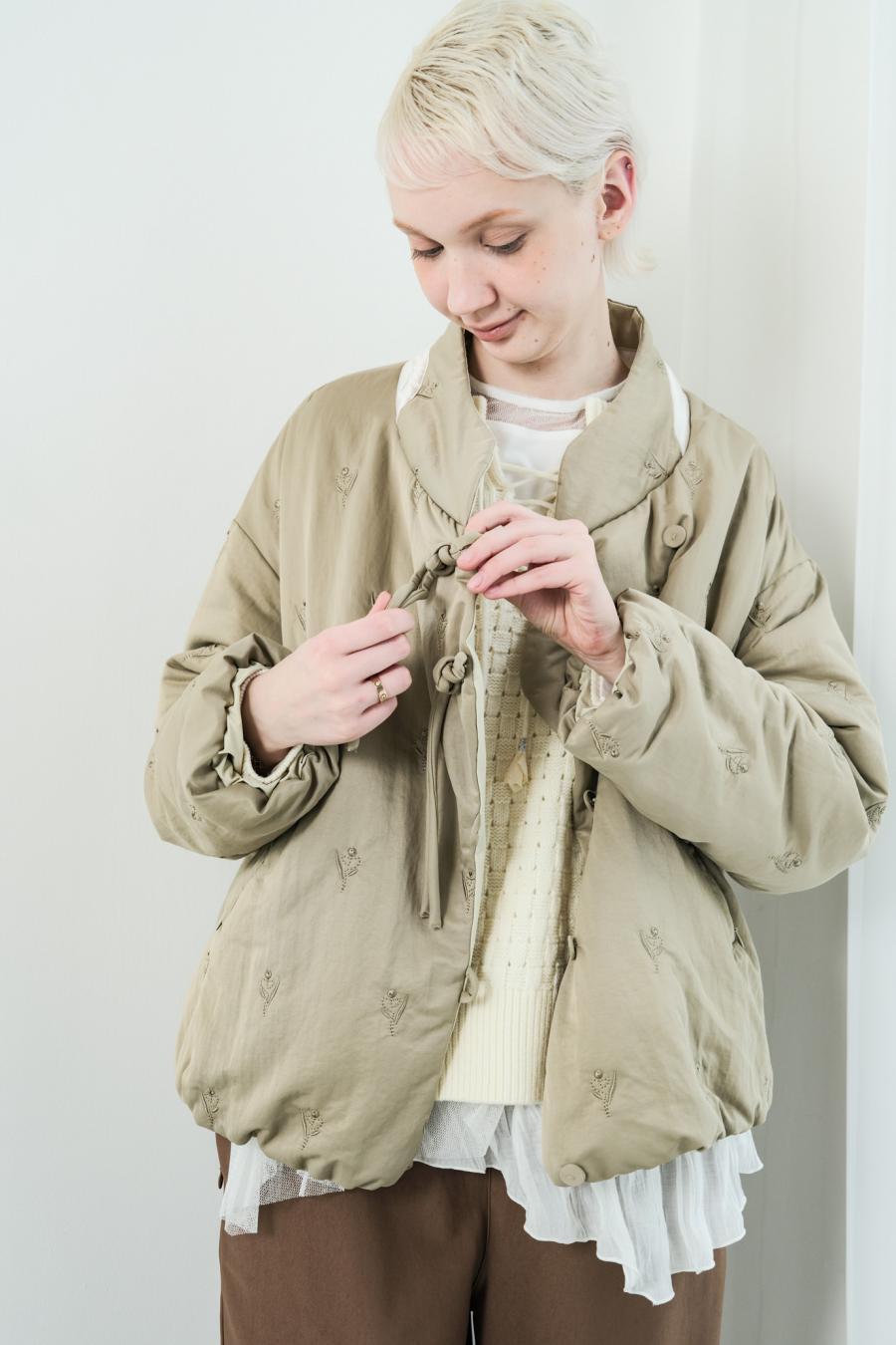 Tube Knot Embroidered Reversible Jacket