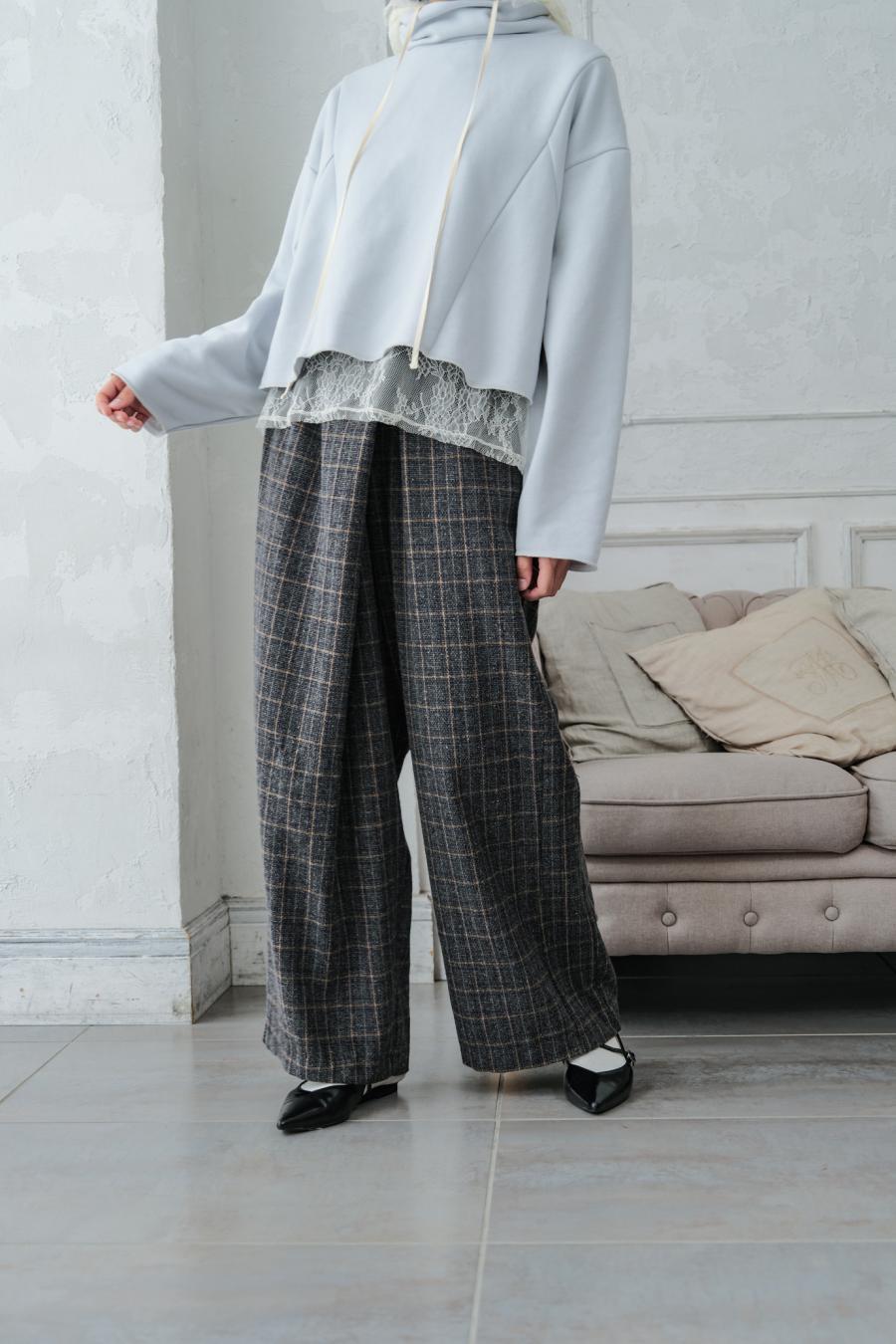 Checked Tweed Slide Pants