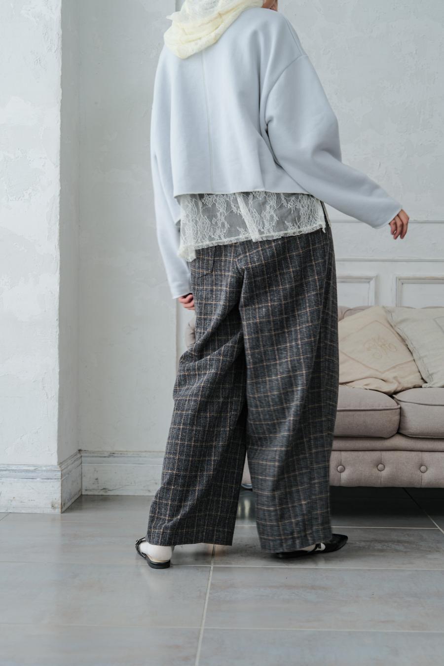 Checked Tweed Slide Pants