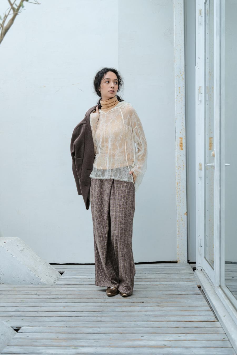 Checked Tweed Slide Pants