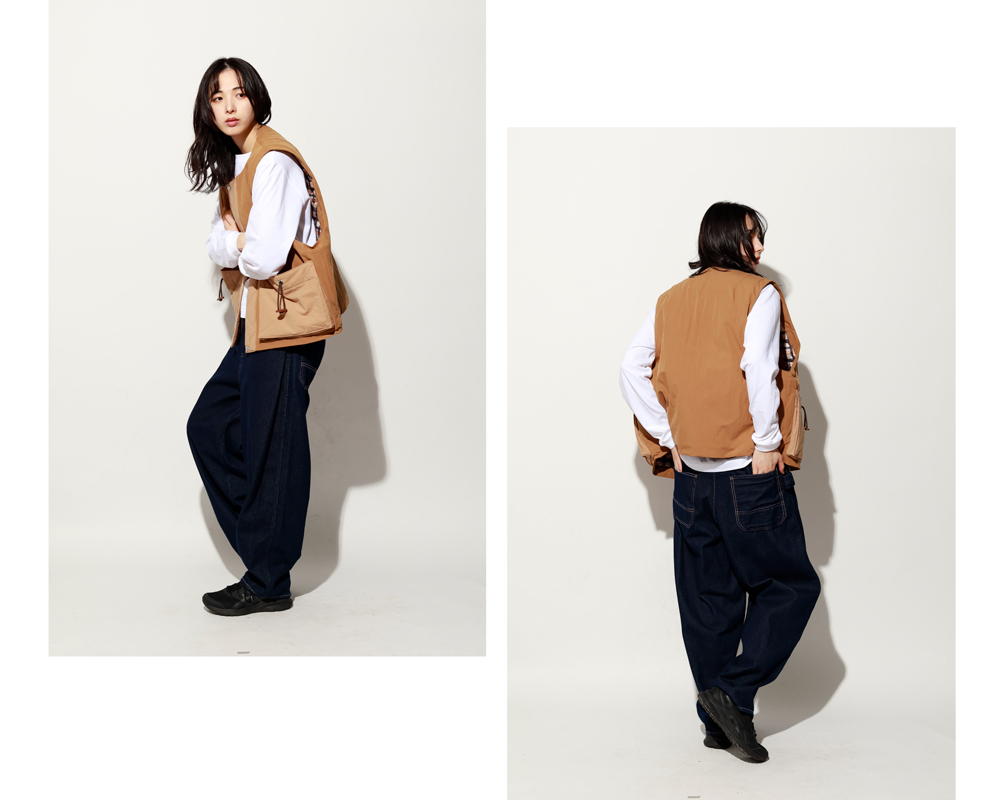 キャメル×ブラック｜Garance et VioLetteのキルティングベストで作る大人のレイヤードコーデ