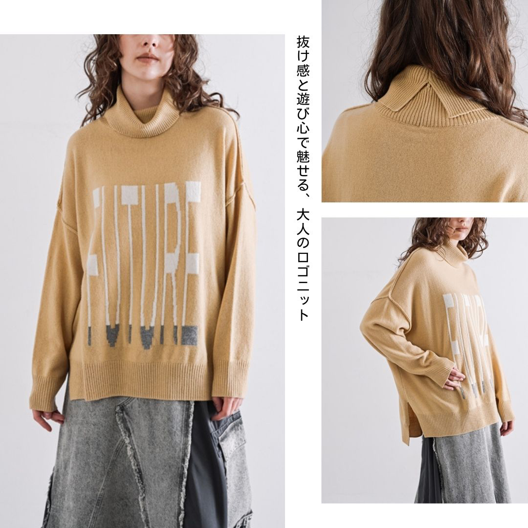 余裕をまとうロゴニット。 抜け感と遊び心で魅せる、大人のロゴニット