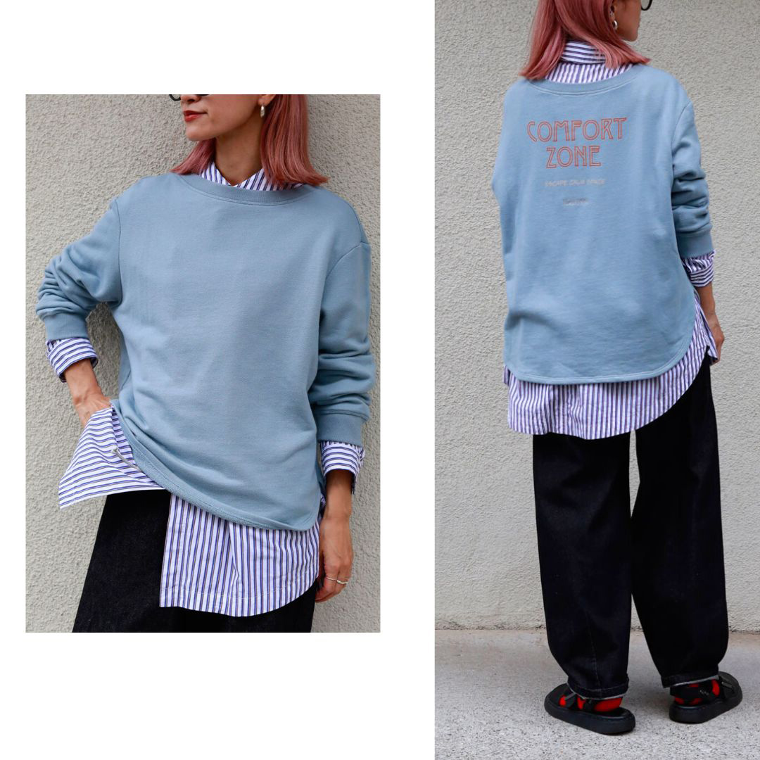 『重ねても主役。存在感で魅せるスウェットシリーズ』 ♦シンプルの中に遊び心。後ろ姿で魅せるスウェットTEE