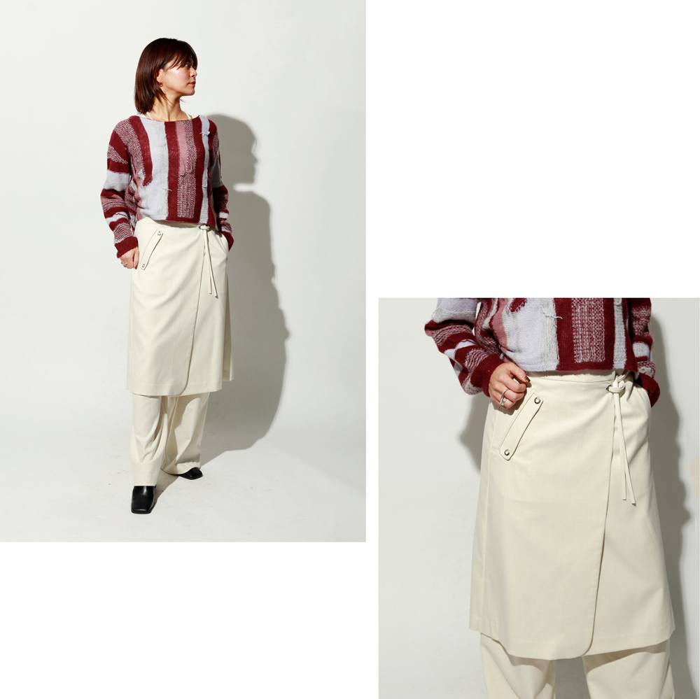 質感で魅せて、重ねて映える。ウールライクカバースカート。_スタイル