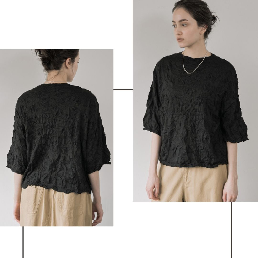 ラフに着て、きちんと映える。 【シワ半袖プルオーバー】