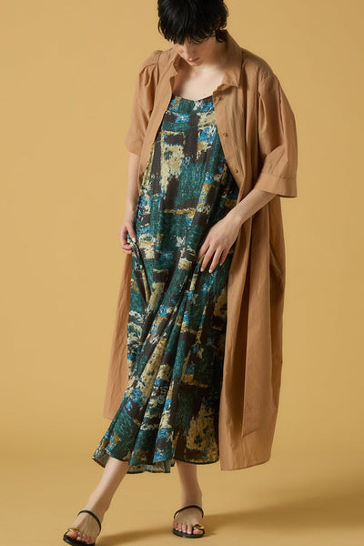 Half Sleeve Front Open Dress