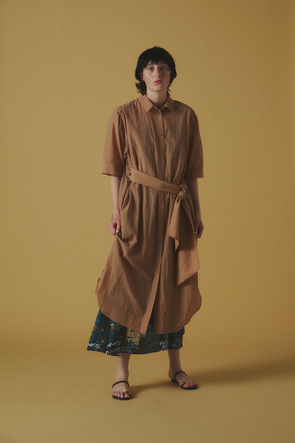 Half Sleeve Front Open Dress