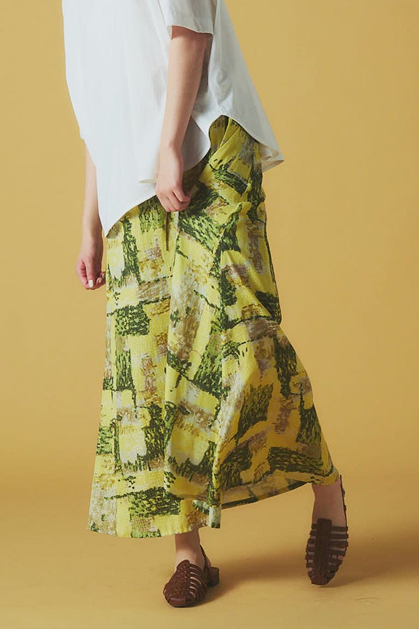 Check Print Gathered Skirt