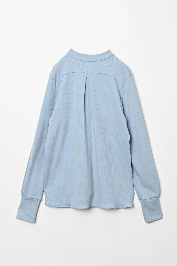 Henley Neck Round Hem Pullover