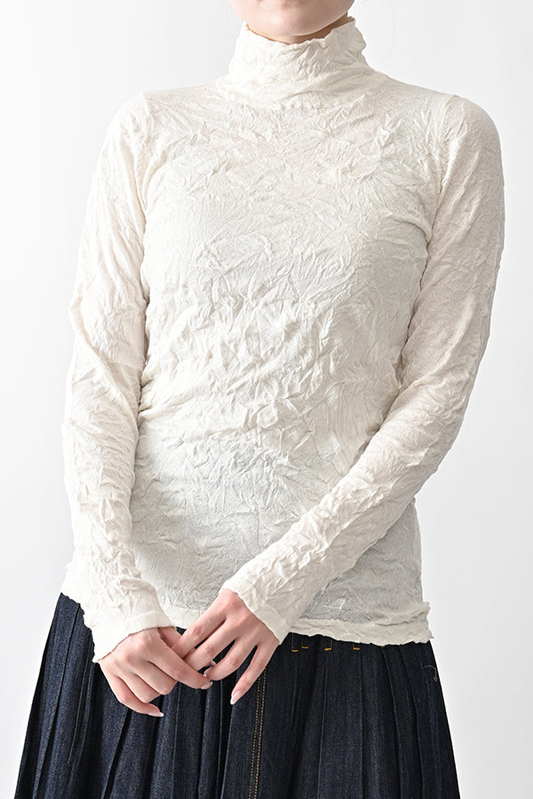 Wrinkle Plain High Neck Pullover