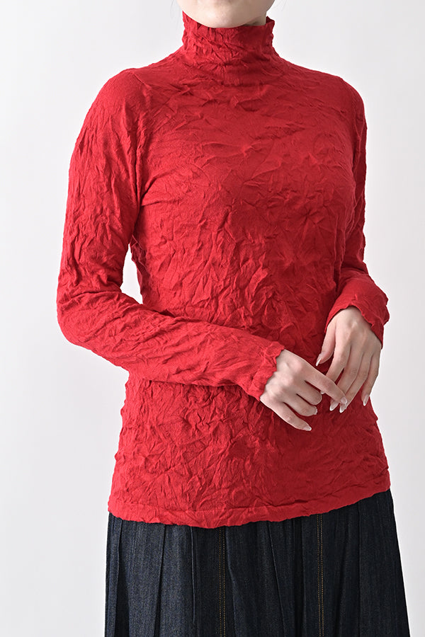 Wrinkle Plain High Neck Pullover