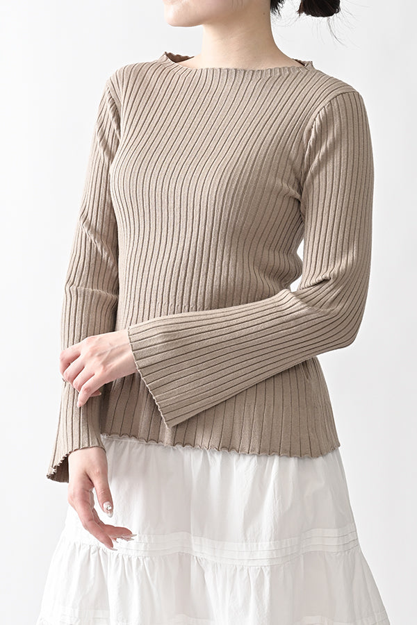 Flared Drape Rib Pullover