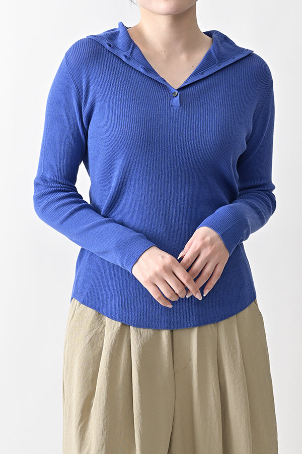 COCOCHI Rib Hooded Round Hem Pullover