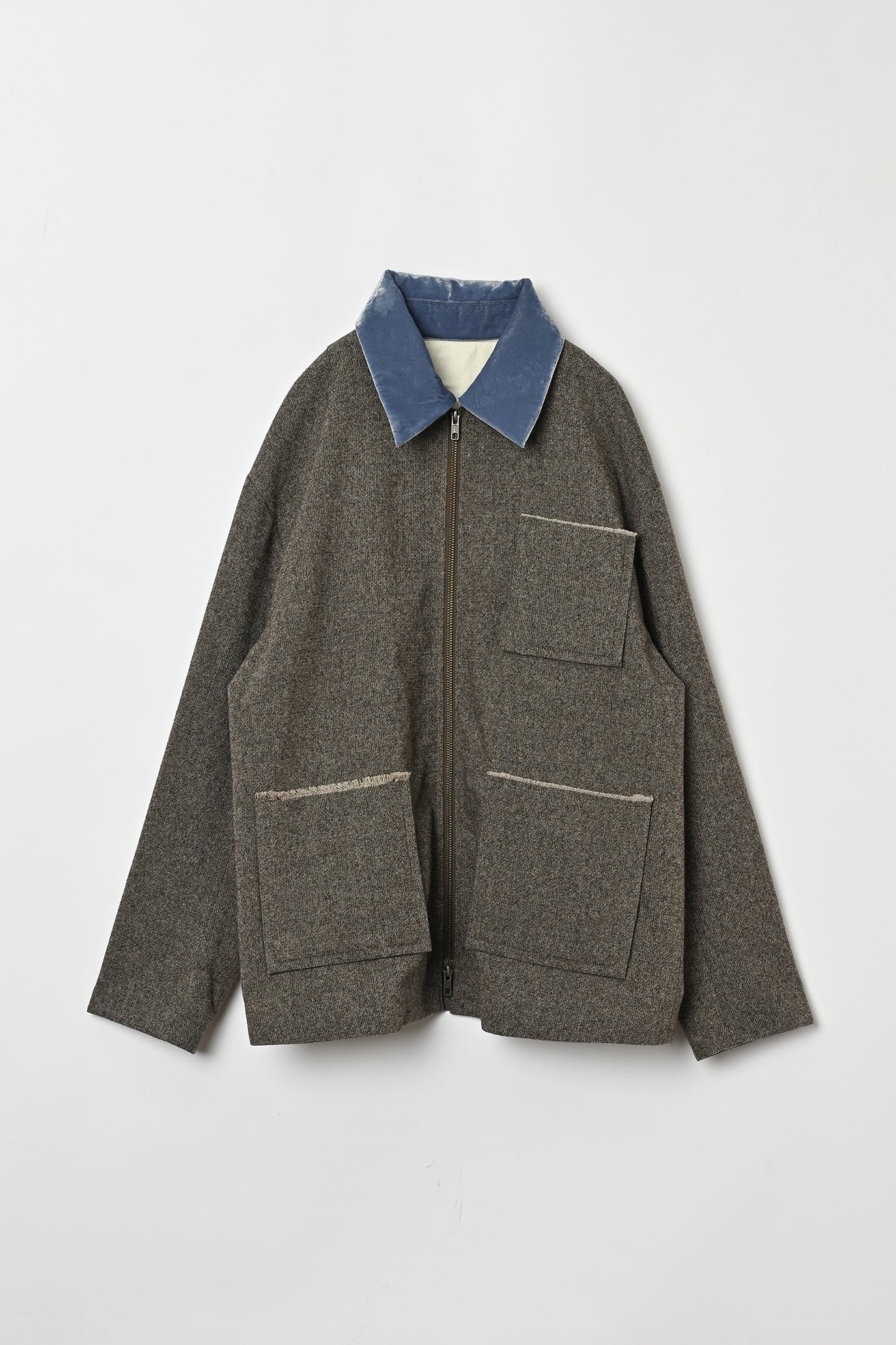 Wool-Cotton Tweed 3-Pocket Jacket