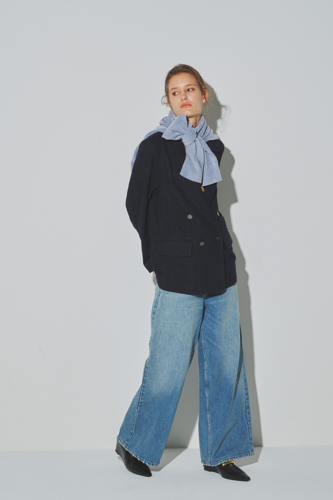 Wide-Leg Denim Trousers