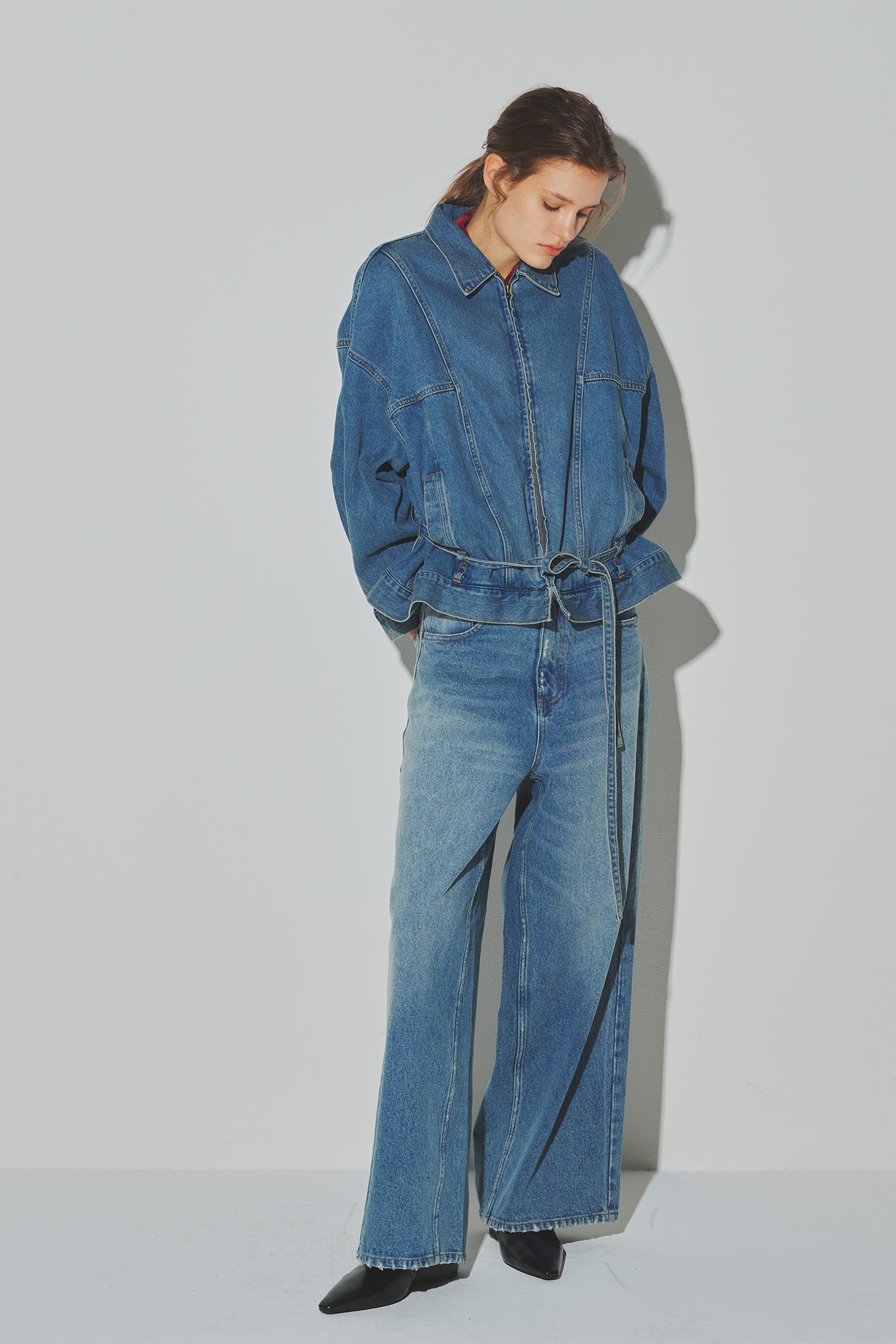 Wide-Leg Denim Trousers