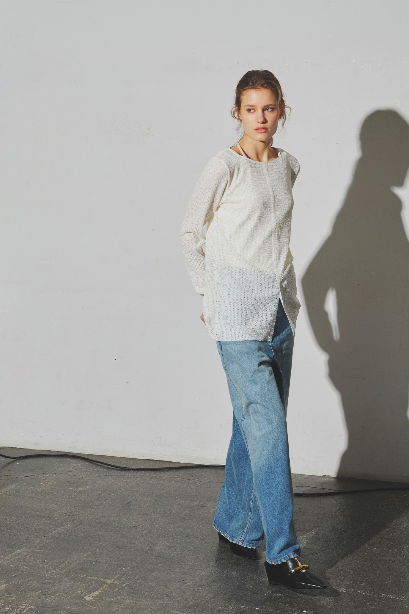 Wide-Leg Denim Trousers