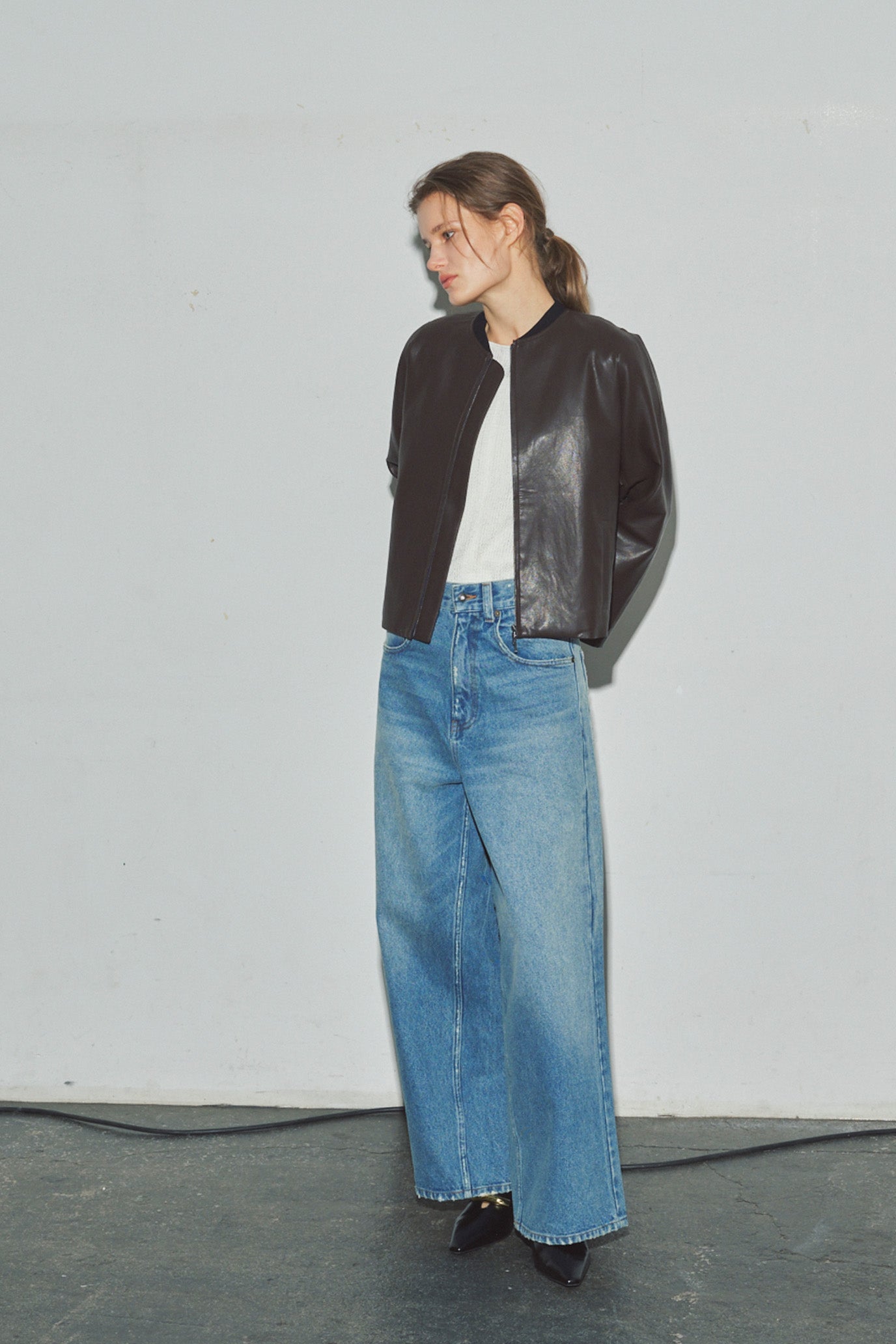 Eco Leather Gusset Sleeve Jacket