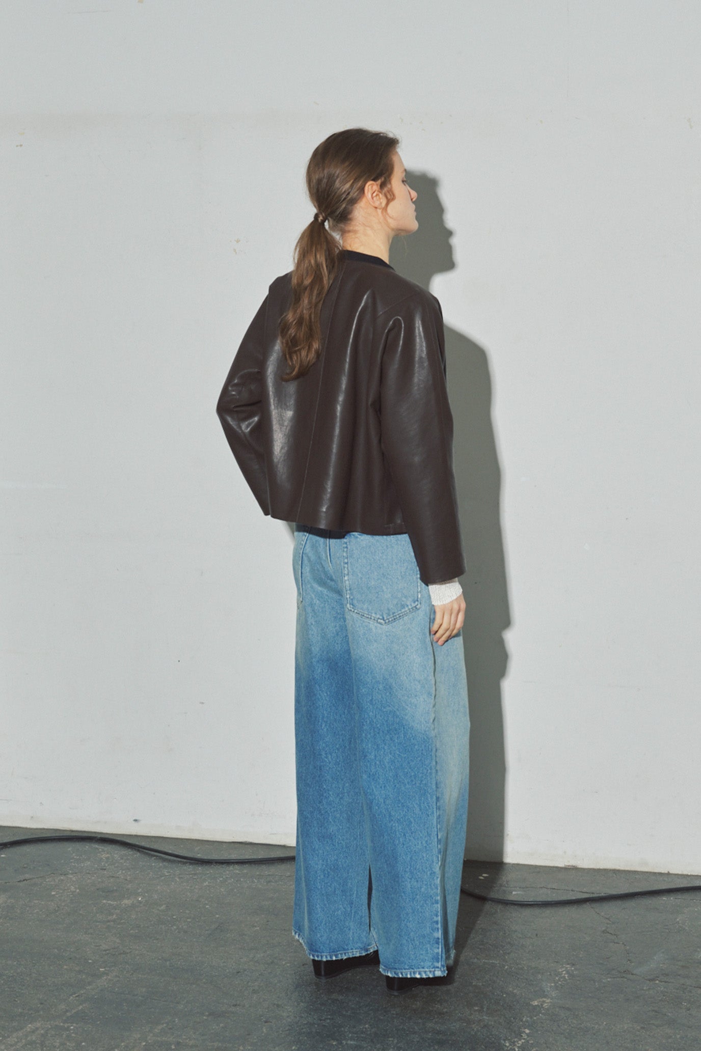 Eco Leather Gusset Sleeve Jacket