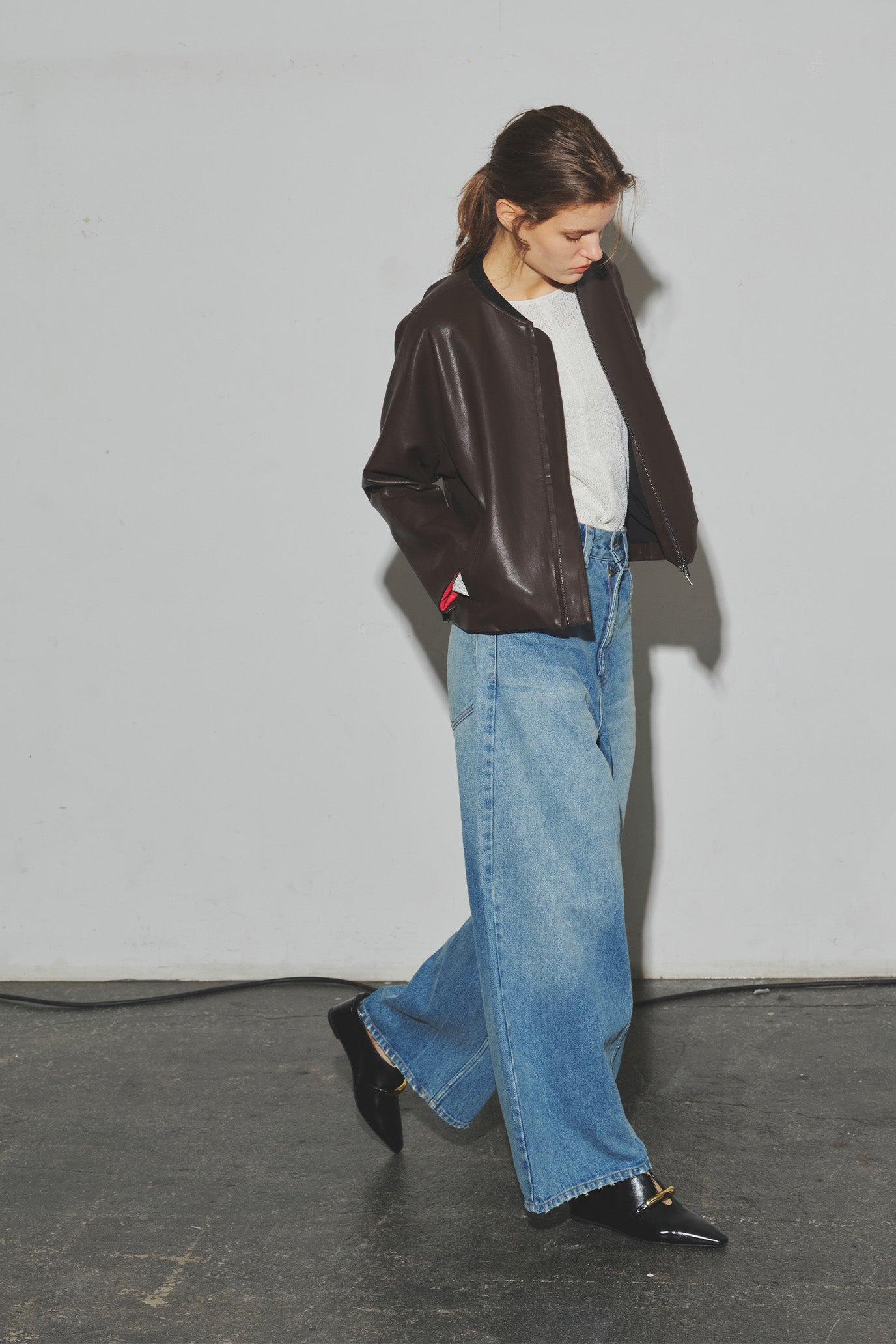 Eco Leather Gusset Sleeve Jacket