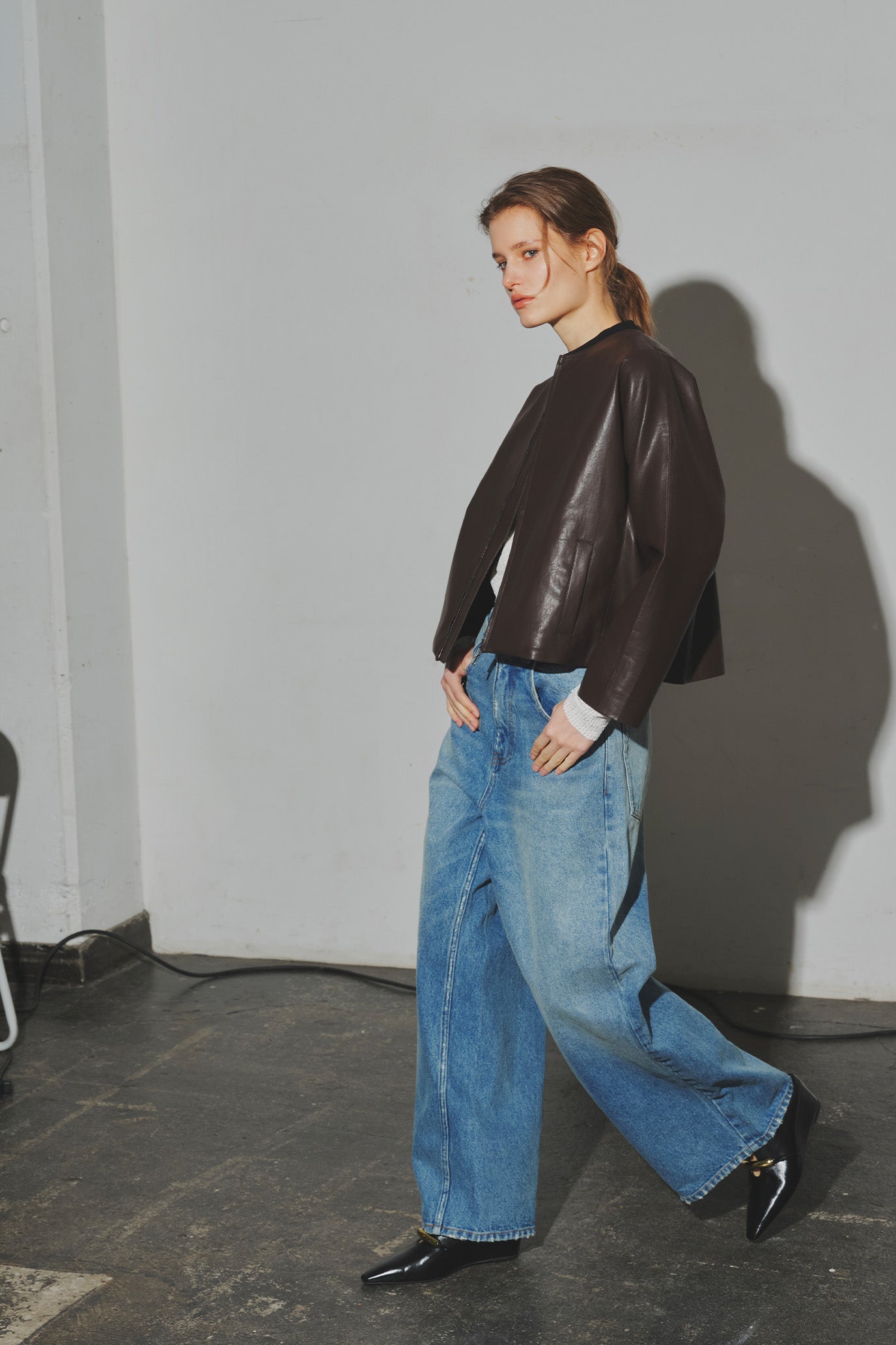 Eco Leather Gusset Sleeve Jacket