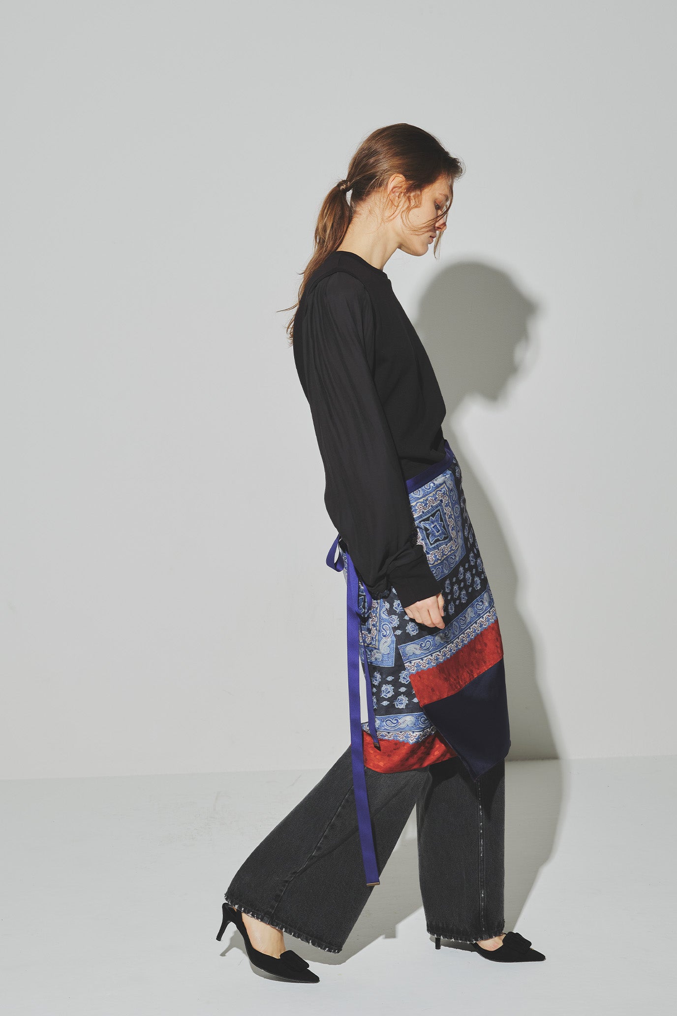 Wide-Leg Denim Trousers