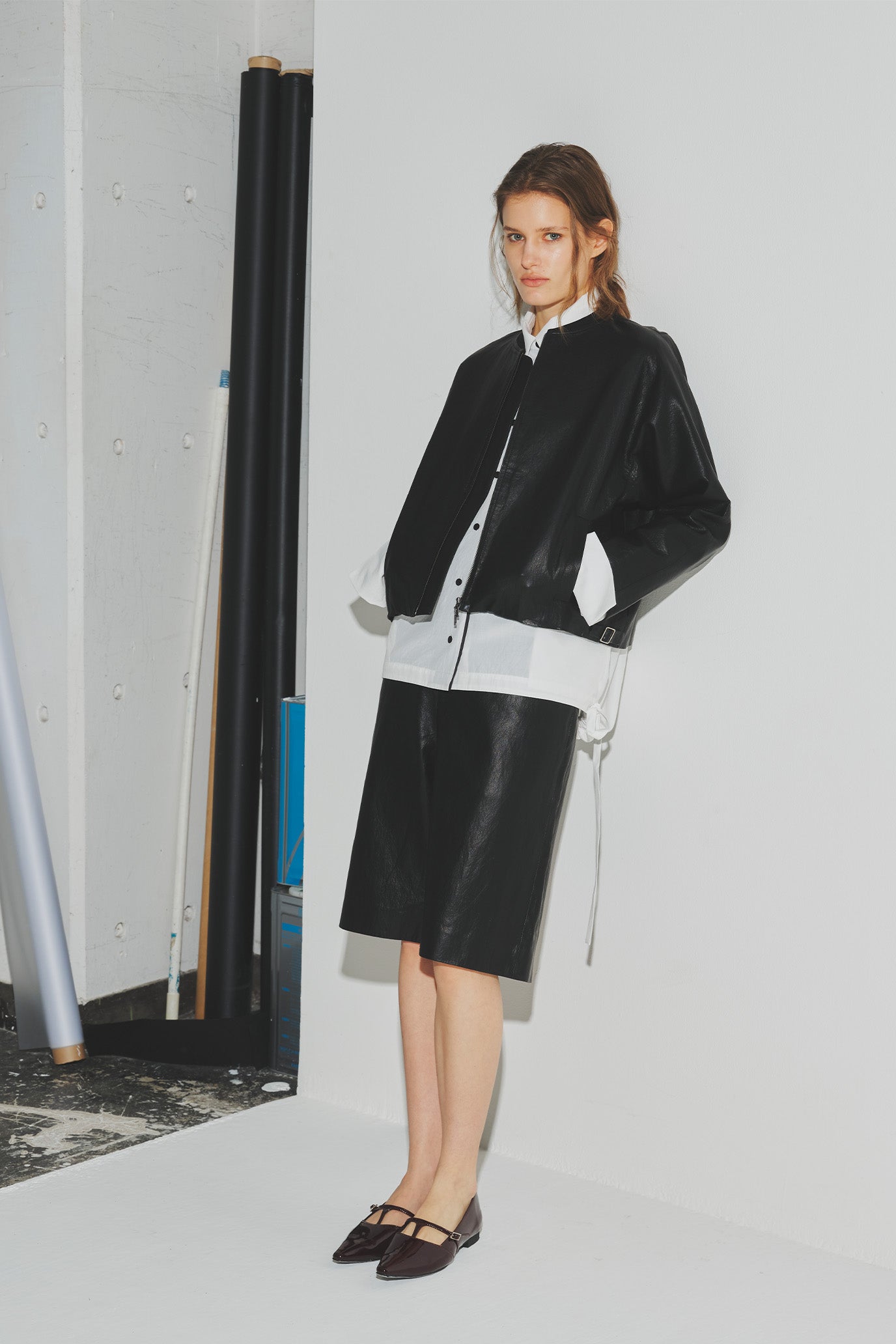 Eco Leather Gusset Sleeve Jacket