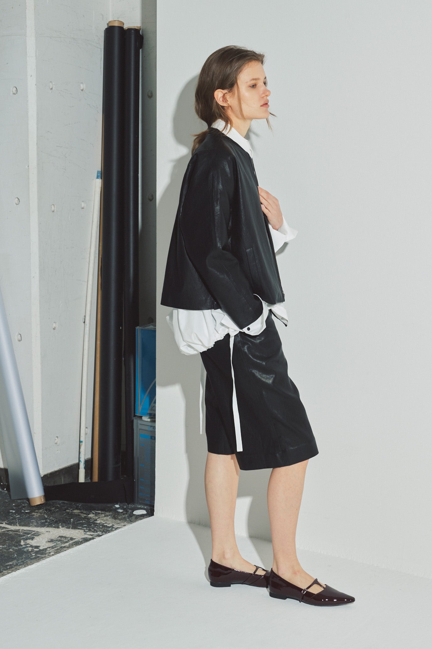 Eco Leather Gusset Sleeve Jacket