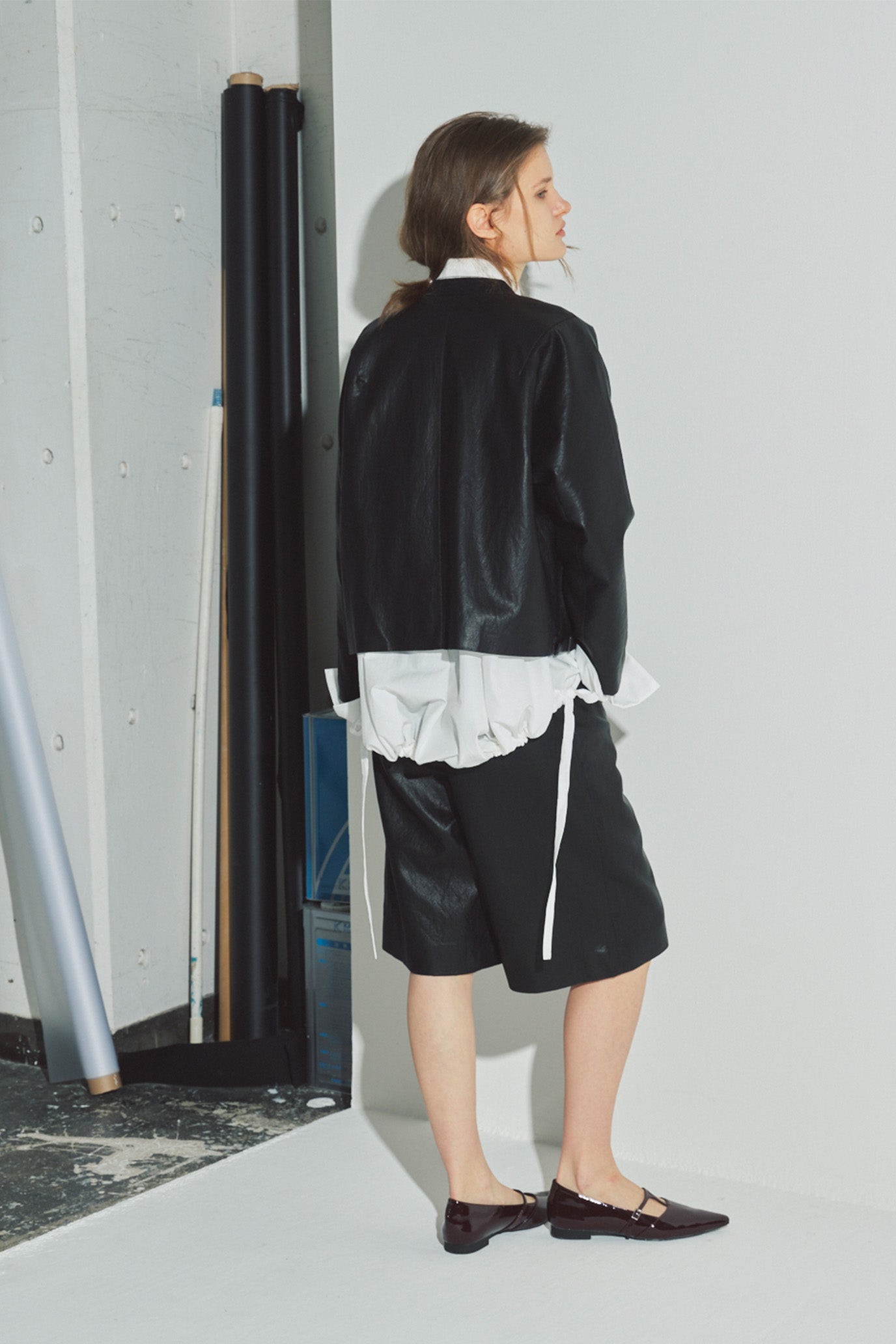 Eco Leather Gusset Sleeve Jacket