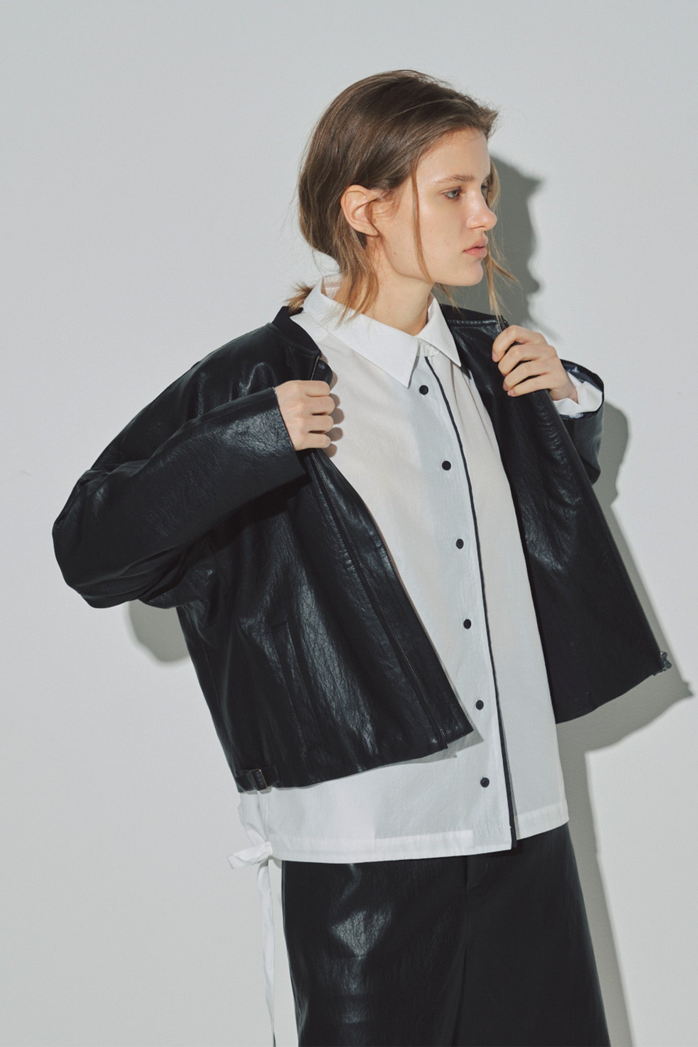 Eco Leather Gusset Sleeve Jacket