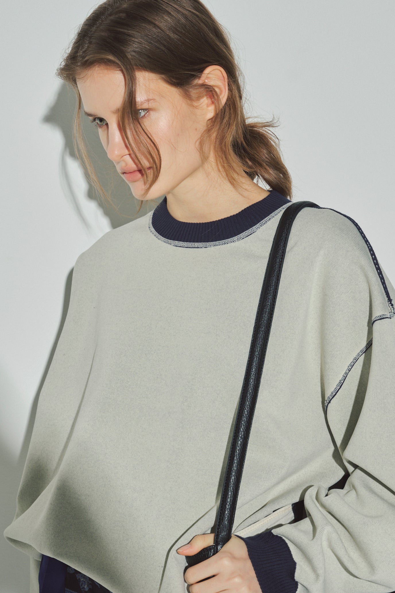 Sweat-Like Reversible Knit Pullover