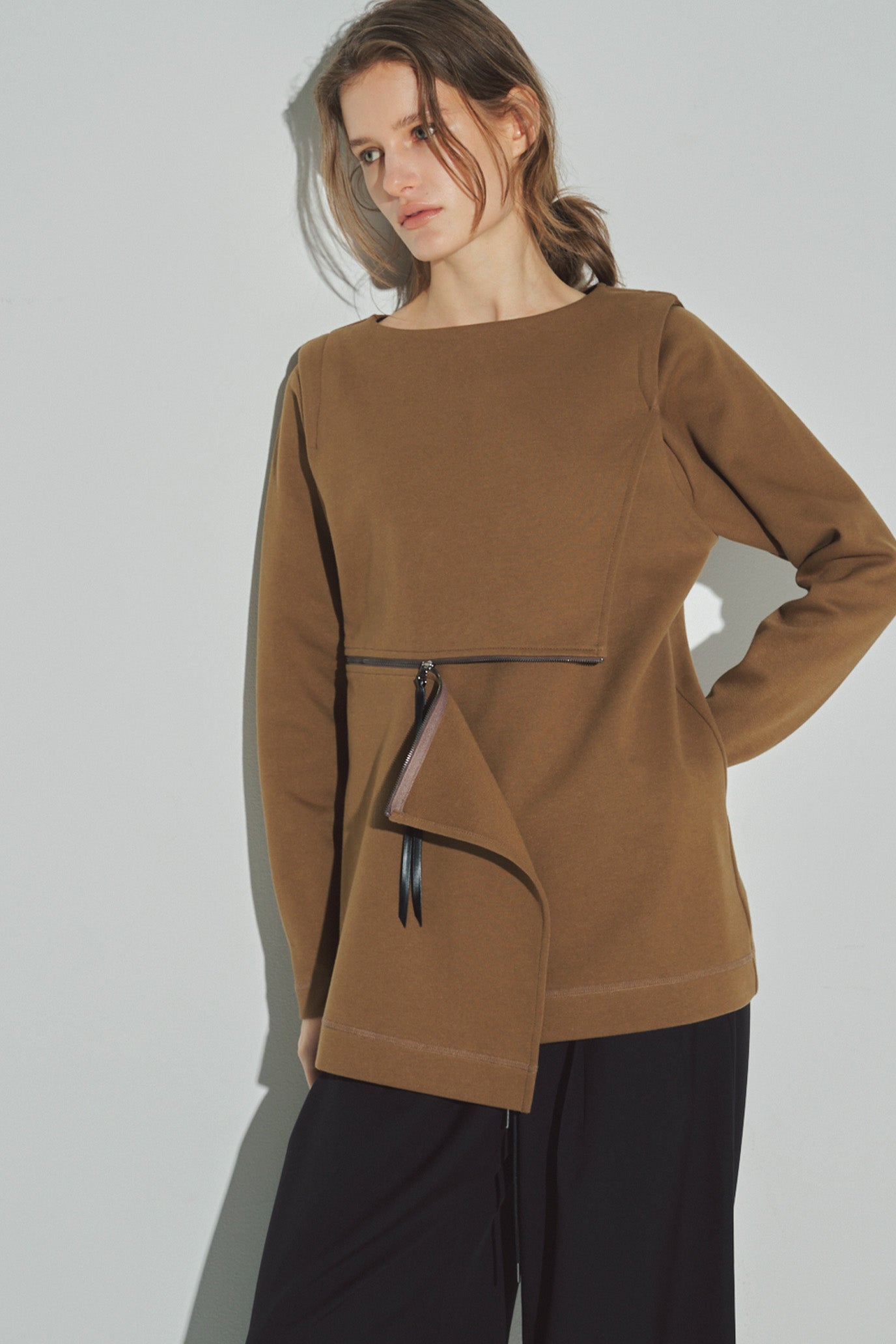 Front Zip Paneled Pullover