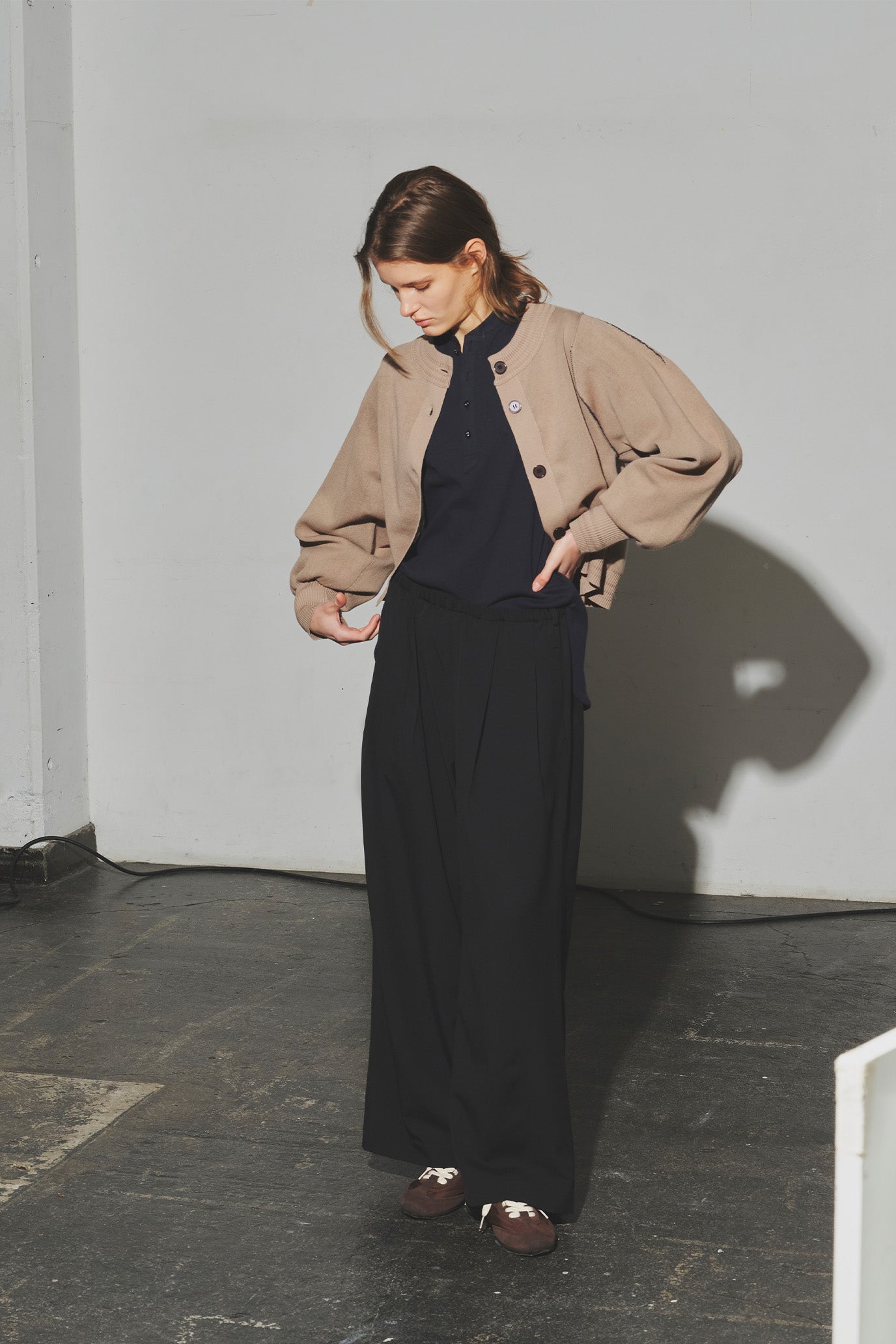 Sweat-Like Reversible Knit Cardigan