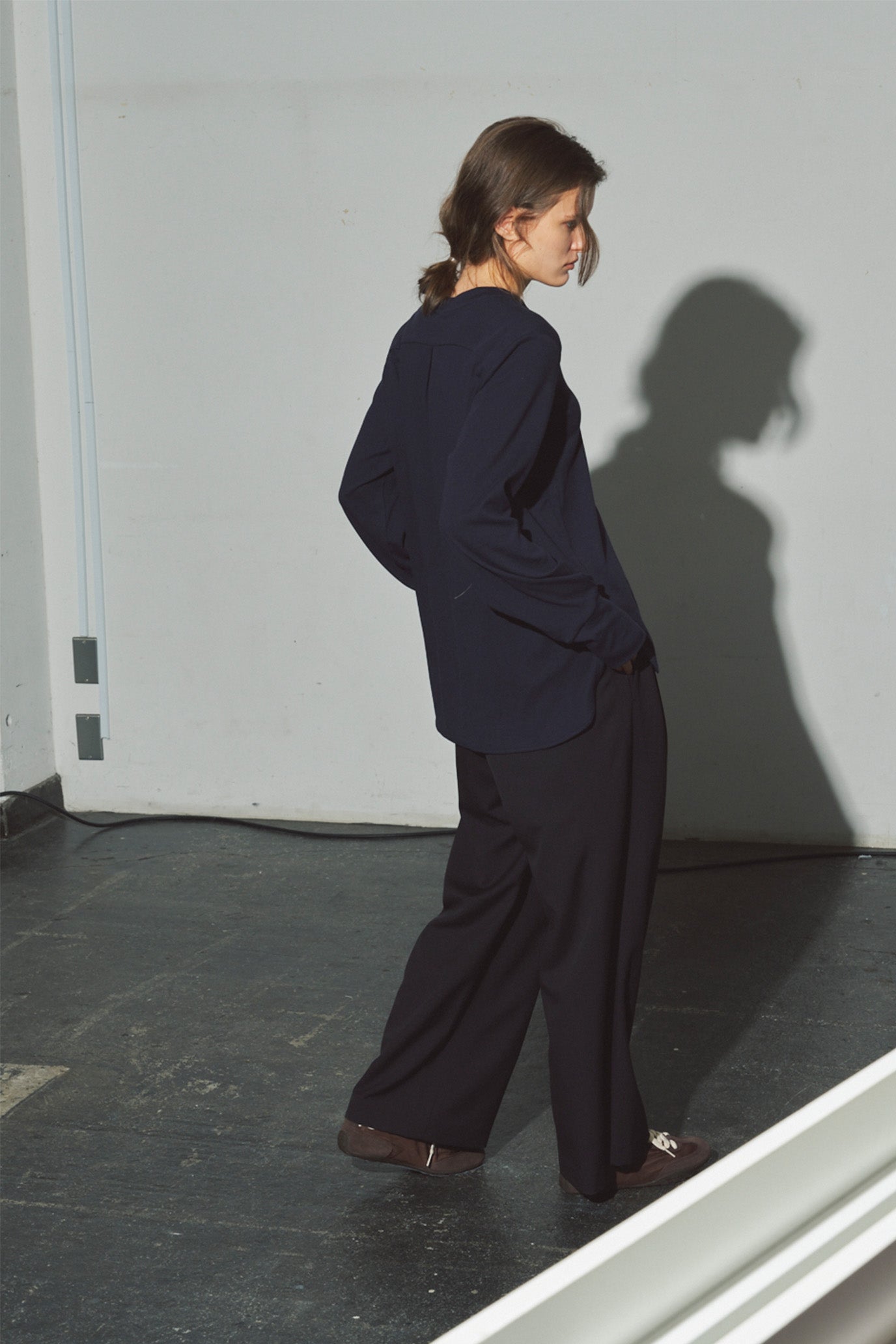 Henley Neck Round Hem Pullover