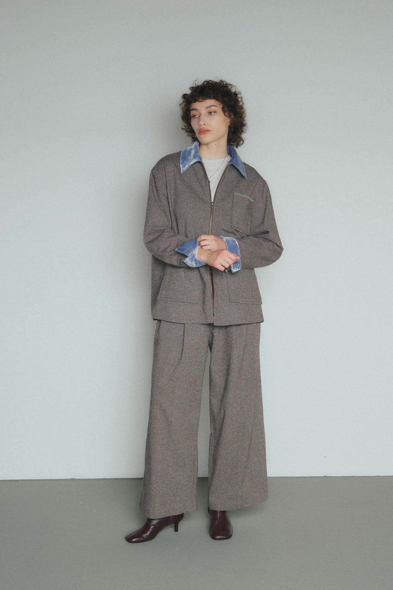 Wool-Cotton Tweed Double-Tuck Pants