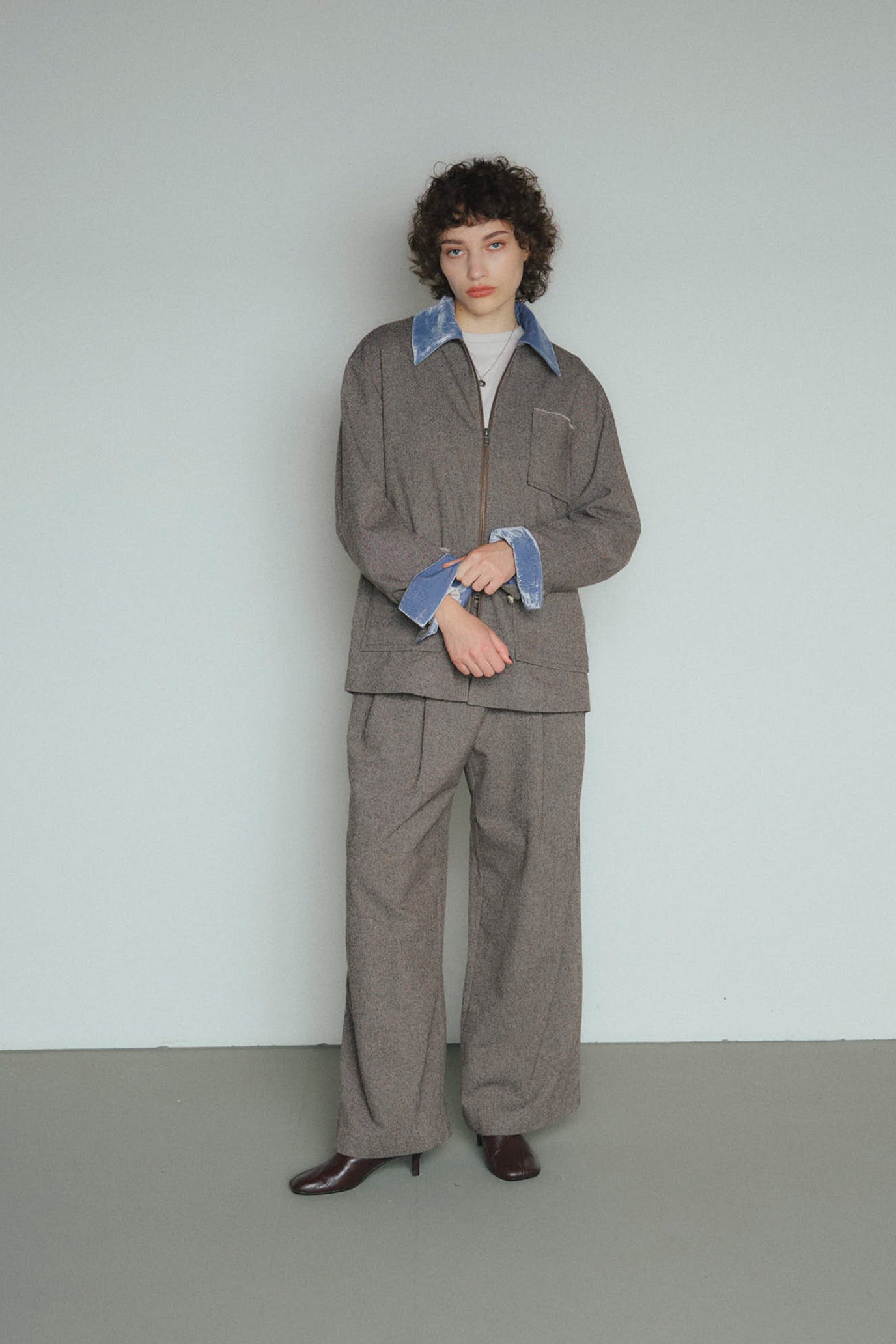 Wool-Cotton Tweed Double-Tuck Pants