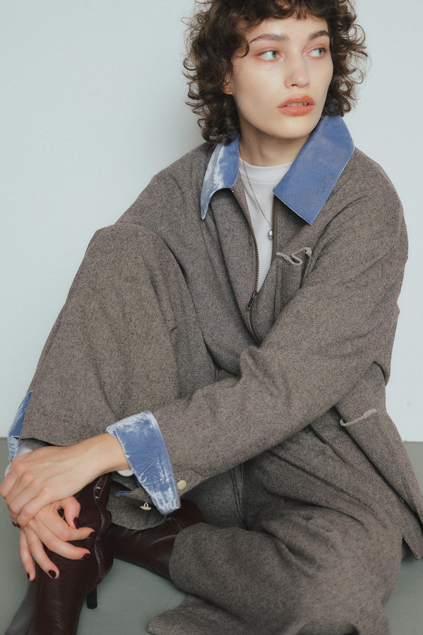 Wool-Cotton Tweed Double-Tuck Pants