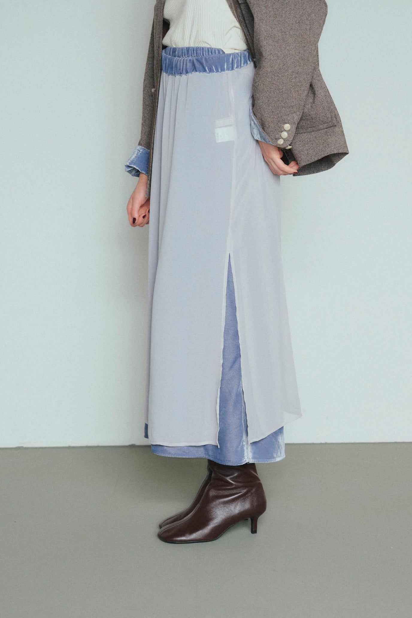 Velvet & Sheer Combo Skirt