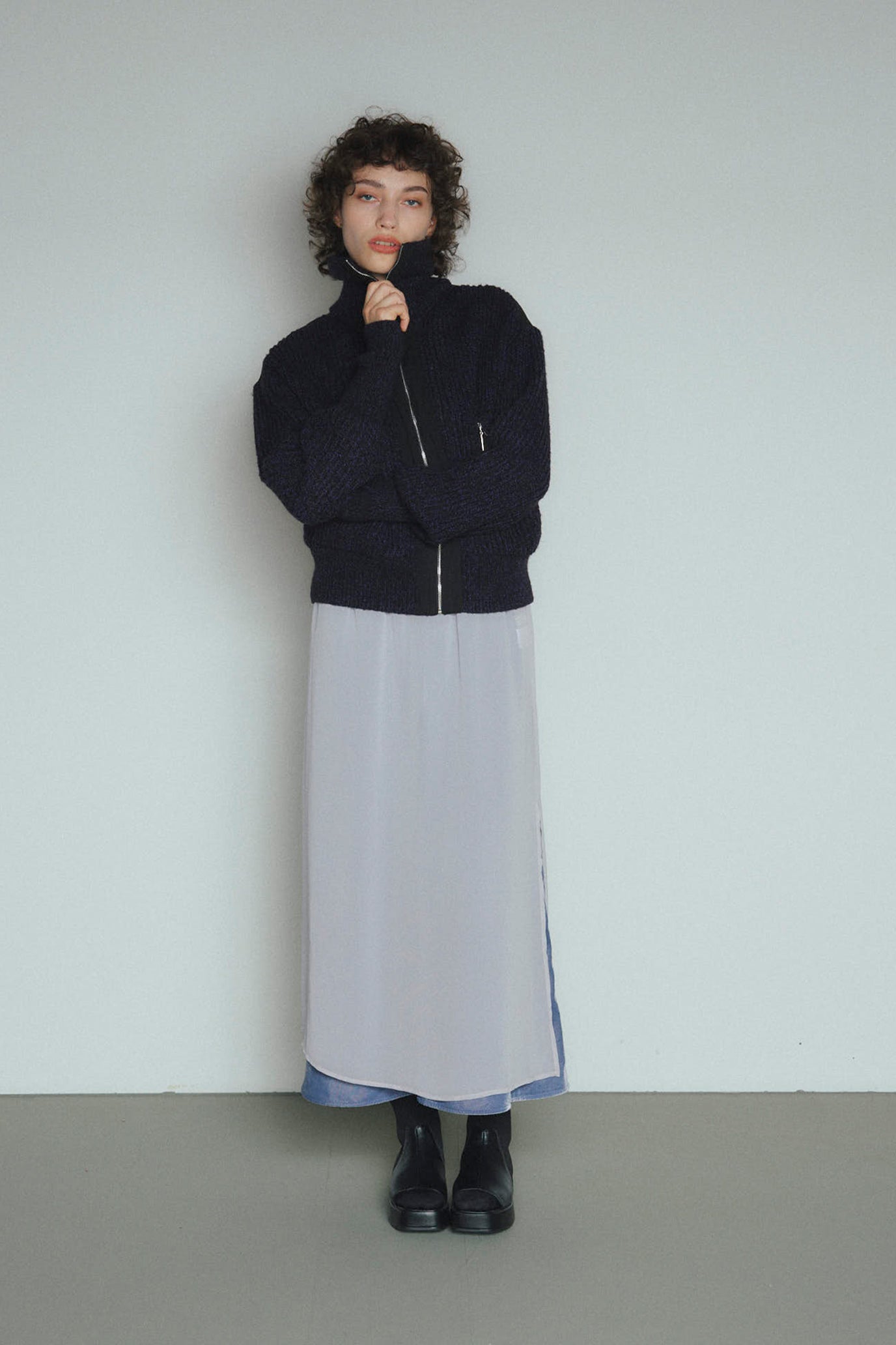 Velvet & Sheer Combo Skirt