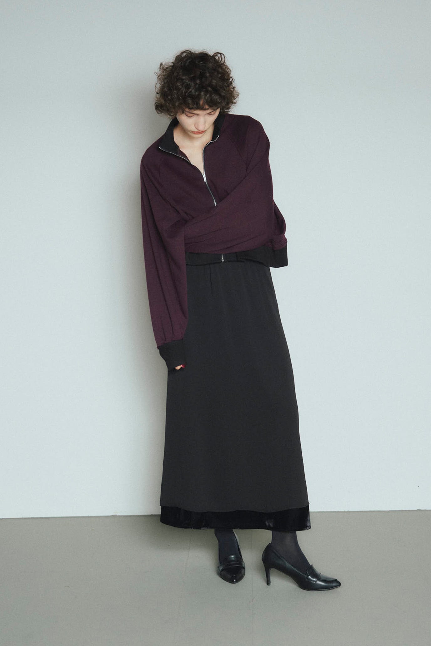 Velvet & Sheer Combo Skirt