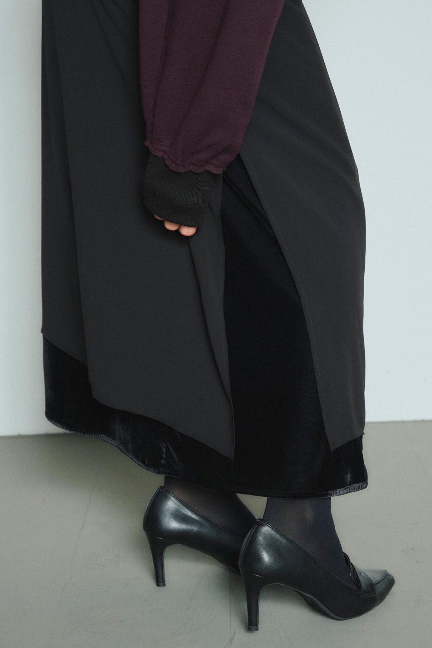 Velvet & Sheer Combo Skirt