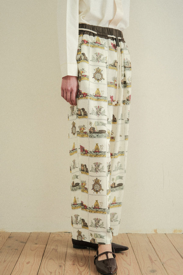 Vintage Scarf Print Trousers