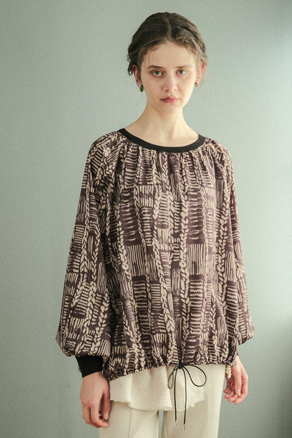 Cable Print Raglan Pullover